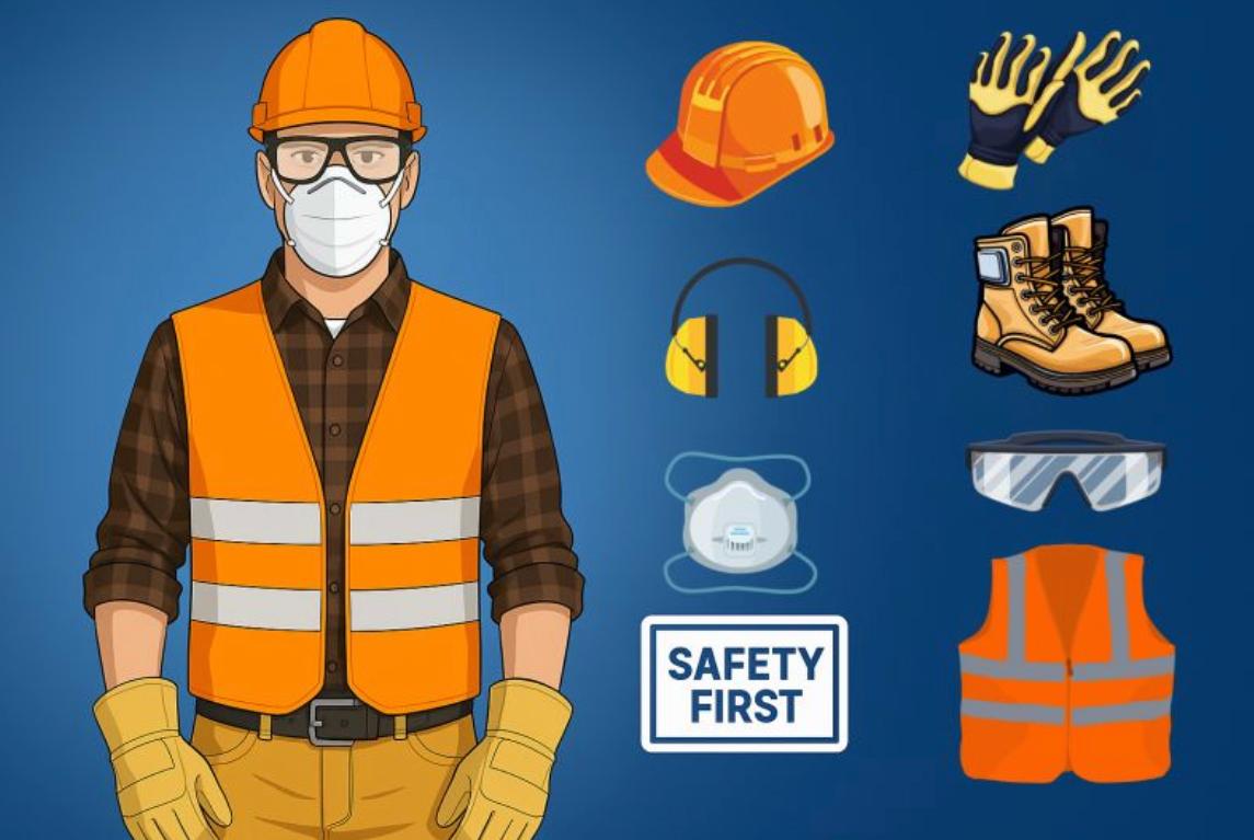 Safety first - complete PPE equipment display